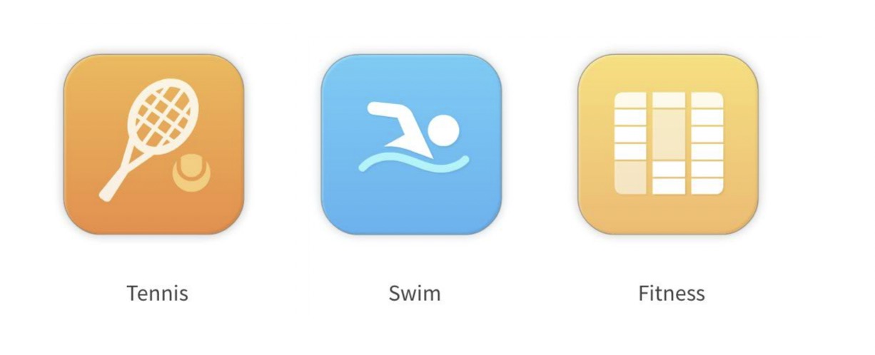 Tennis swim fitness reservation grid
