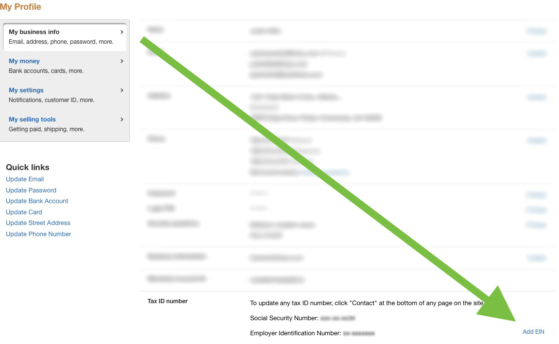 pooldues add EIN to PayPal business account
