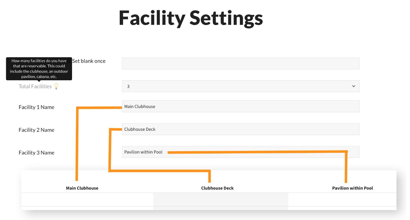 pooldues facilities setup settings basic