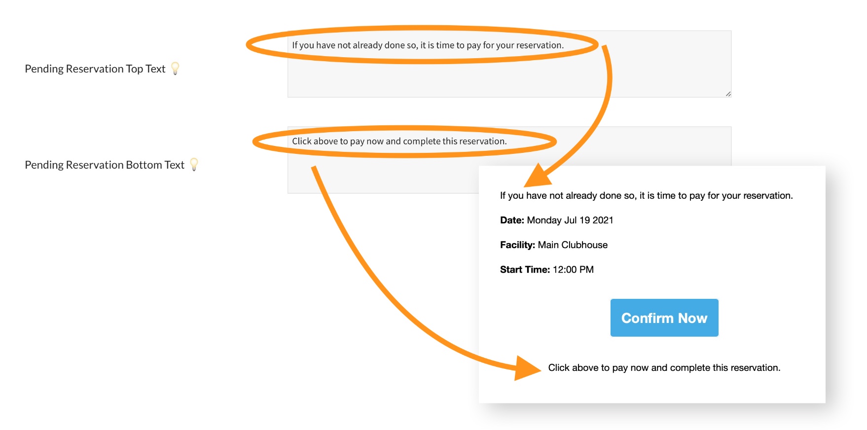 pooldues facility facilities settings mail text