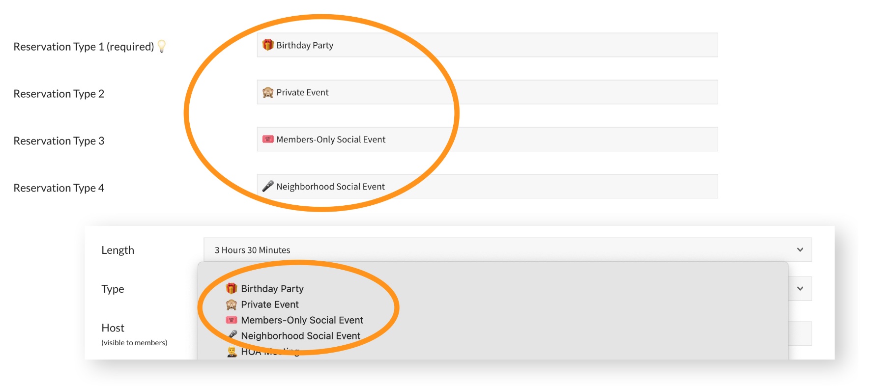 pooldues facility facilities settings reservation type