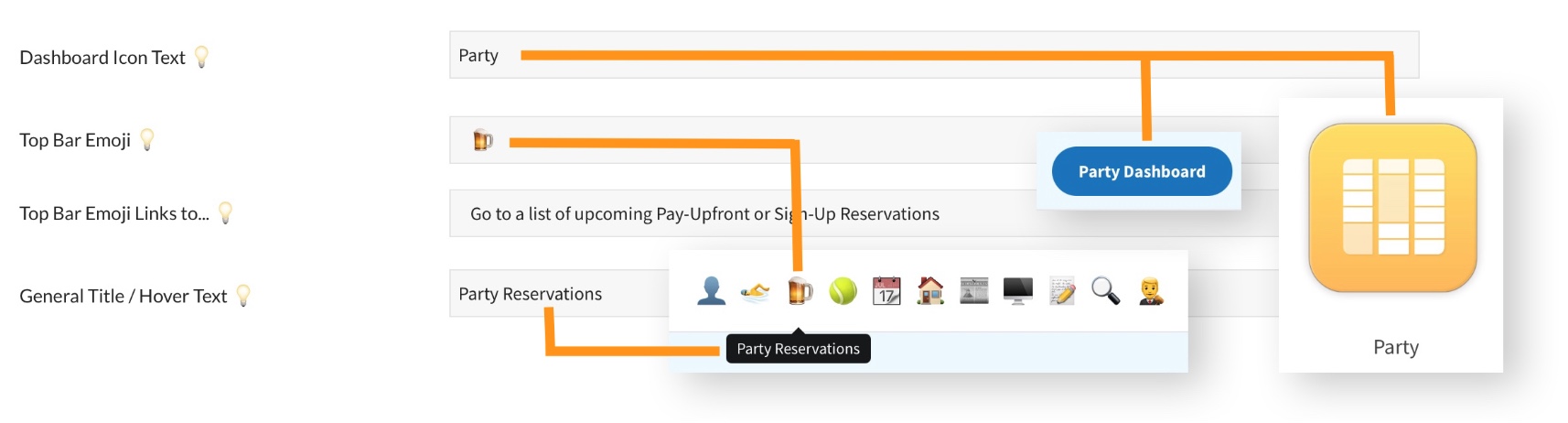 pooldues top bar dashboard settings grid reservation