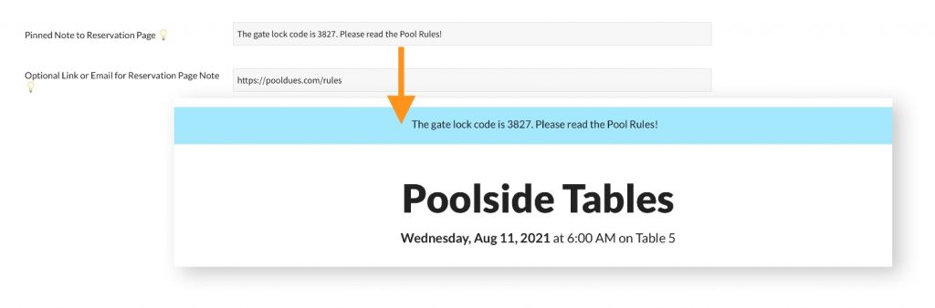 Reservation Page Notes – Knowledge Base