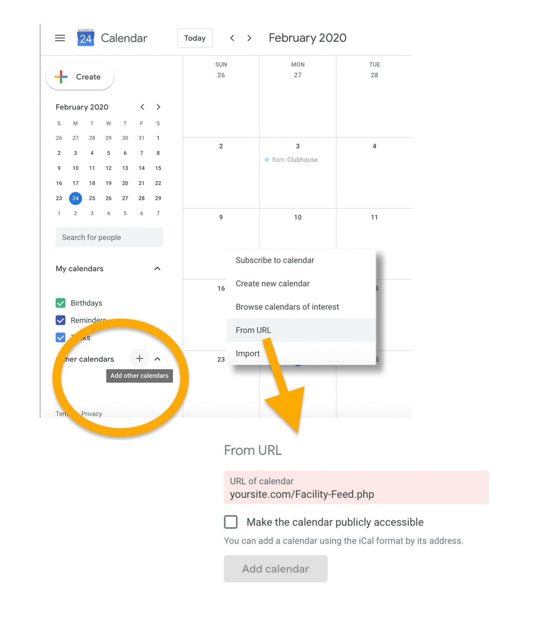 Subscribing to Calendar Feeds – Knowledge Base