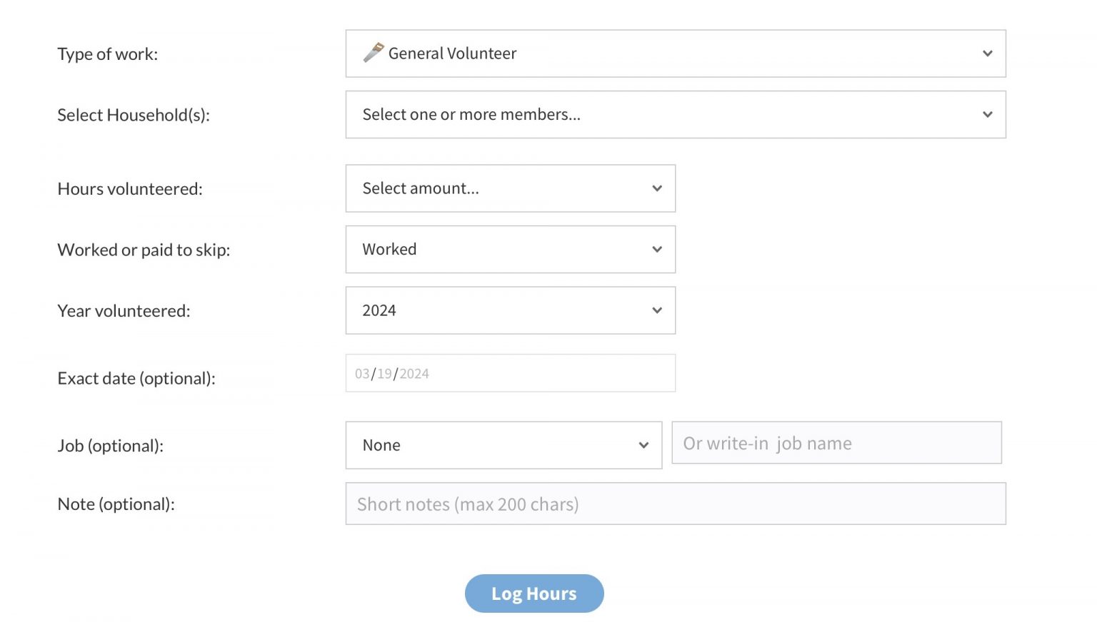 Manually Logging Volunteer Time – Knowledge Base